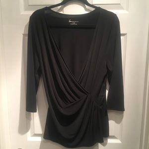 Lane Bryant Sz 14/16 black faux wrap top